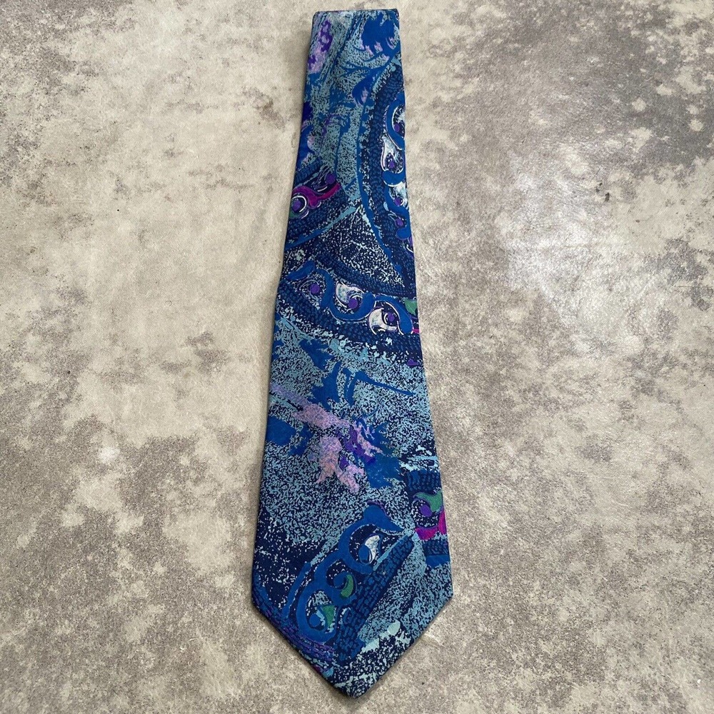Santostefano Silk Necktie Mens blue Geometric Abstract Made In Italy - Picture 1 of 6